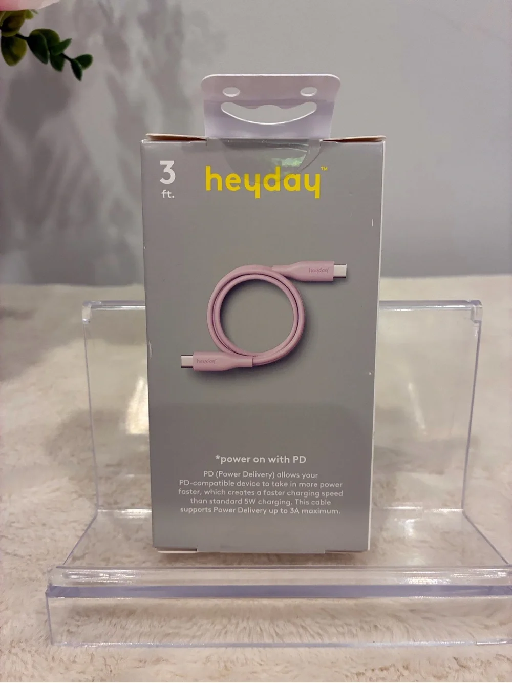 heyday Pink USB-C to USB-C Fast Charging Cable